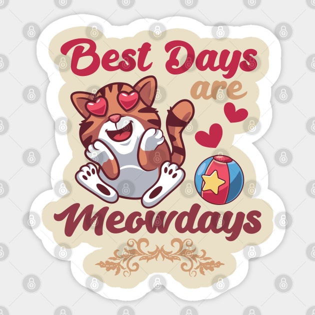 Best Days Are Meowdays Cute Heart Eyes Cat Sticker by alcoshirts